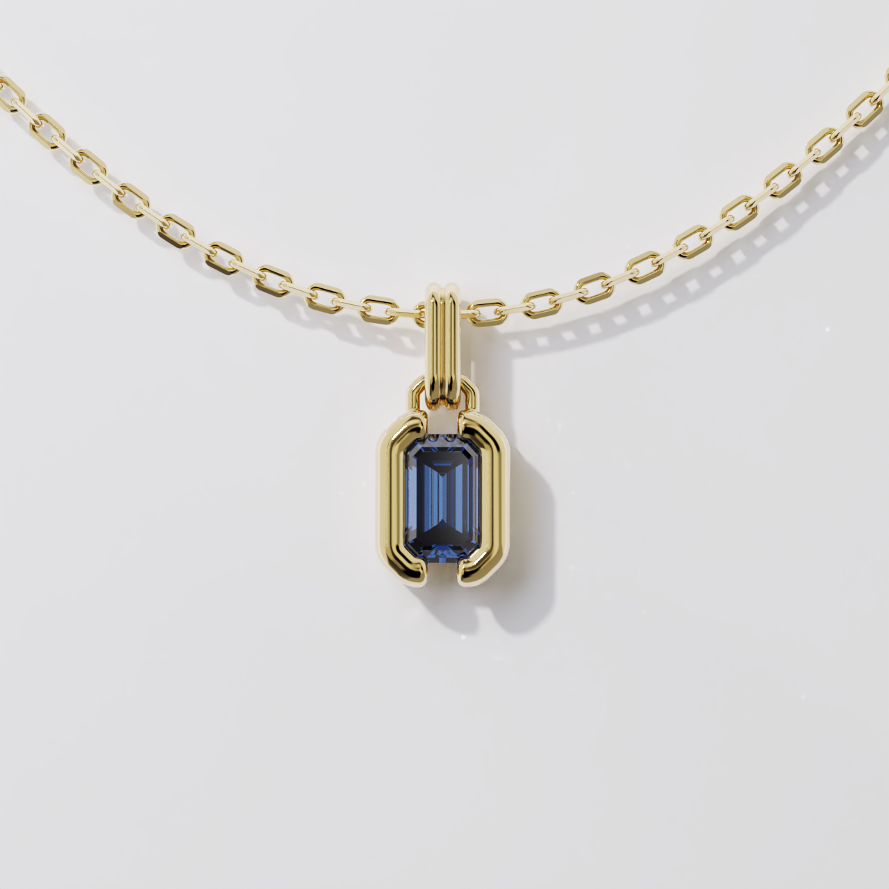 Pendentif - Parenthèse saphir bleue - Or jaune