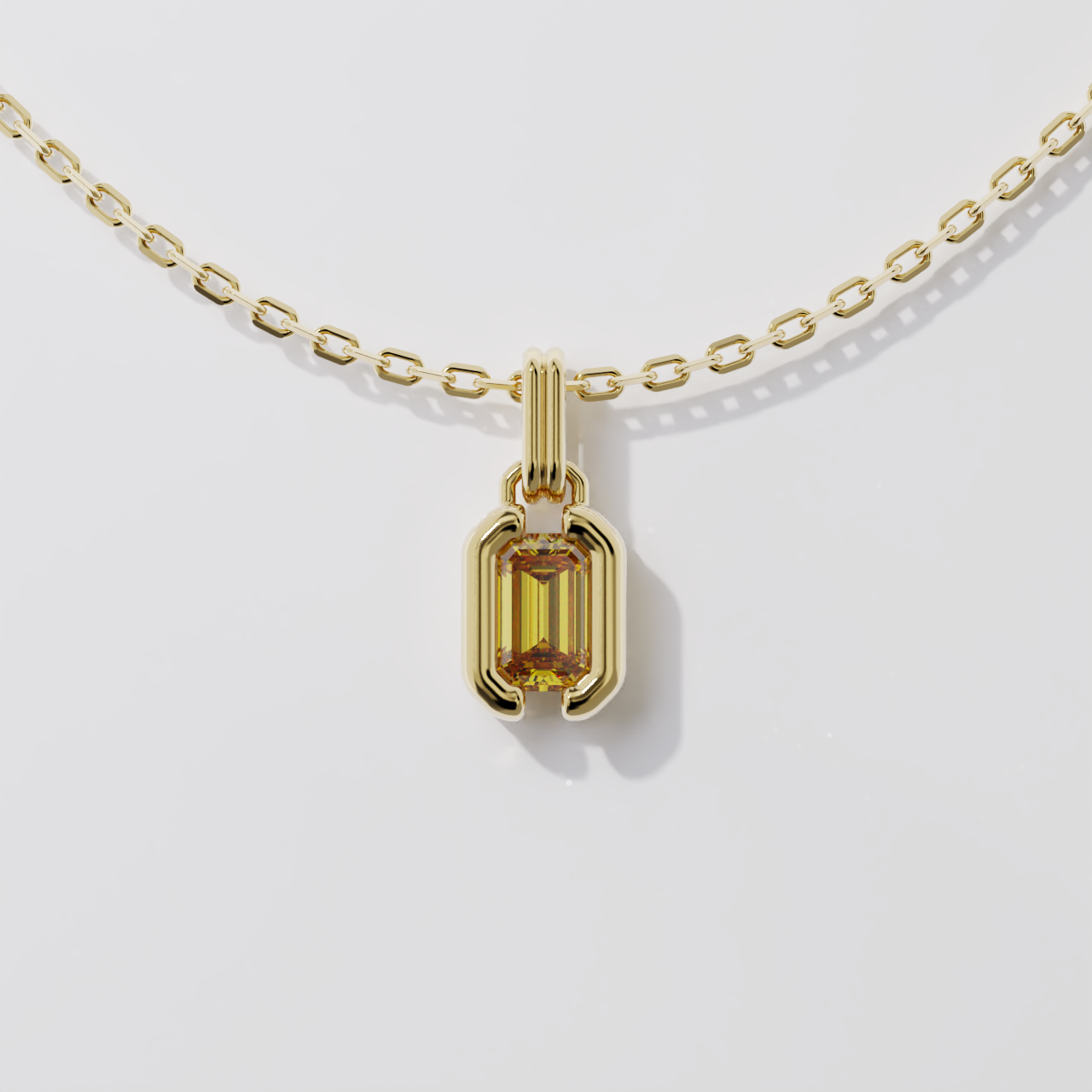 Pendentif - Parenthèse saphir jaune - Or jaune
